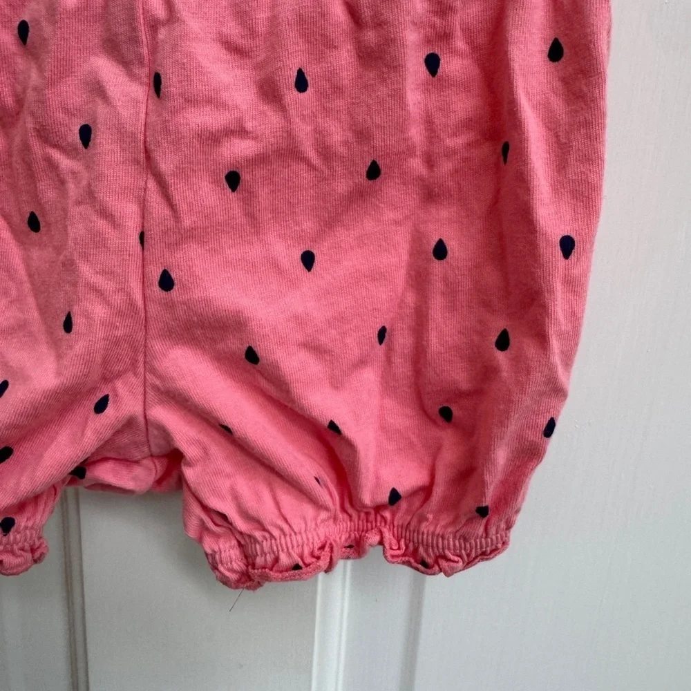 Carter's 18M Pink Baby Shorts with Black Dots and Ruffle Bottom- Watermelon